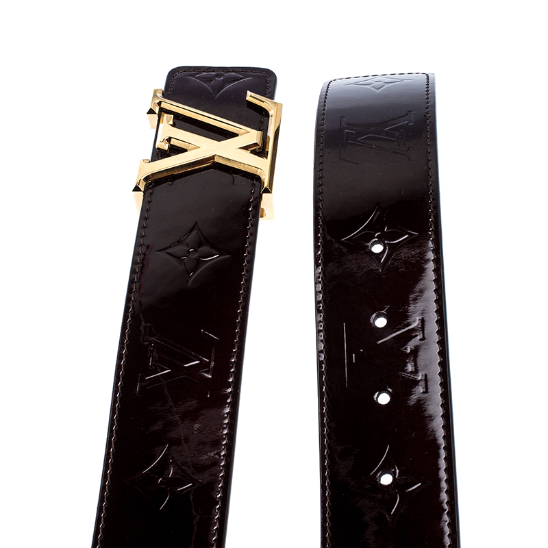 Louis Vuitton 40mm Vernis Amarante and Goldtone LV Initiales Belt sz 90 at  1stDibs