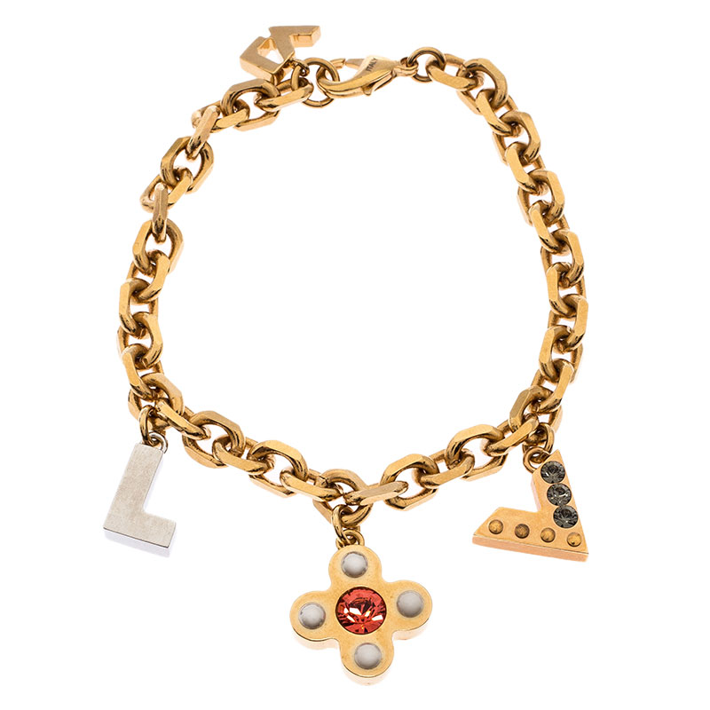 Authentic Louis Vuitton Love Letters Charm Bracelet