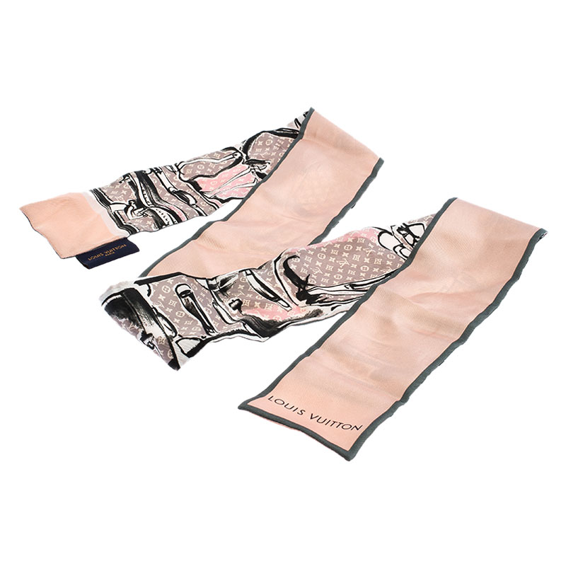 

Louis Vuitton Pink Trunks Print Silk Bandeau Scarf