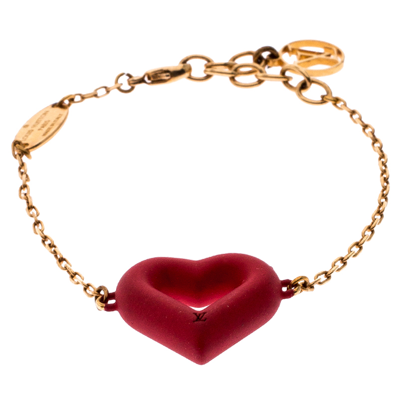 Louis Vuitton LV & V Red Heart Charm Gold Tone Necklace Louis Vuitton | The  Luxury Closet