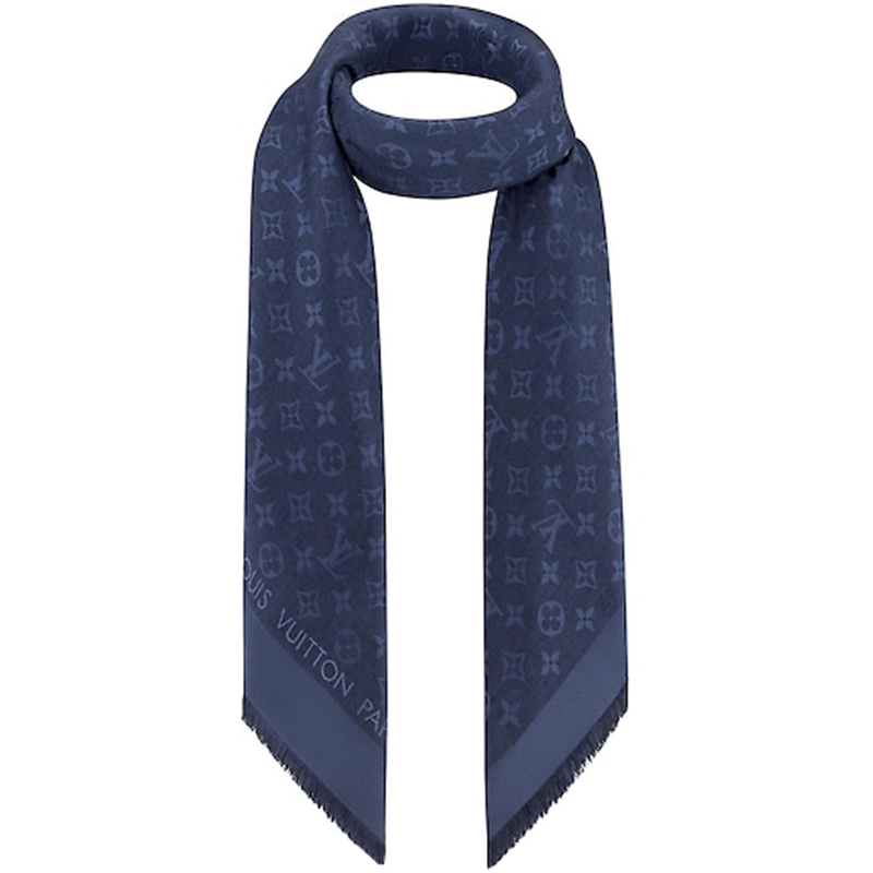 

Louis Vuitton Night Blue Monogram Wool and Silk Shawl