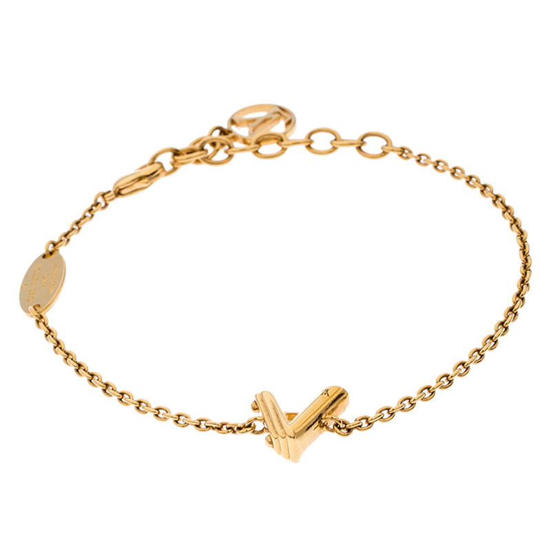 Louis Vuitton LV & Me Letter V Gold Tone Bracelet Louis Vuitton | The  Luxury Closet