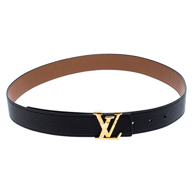 Louis Vuitton Black/Brown Leather Reversible Initiales Belt