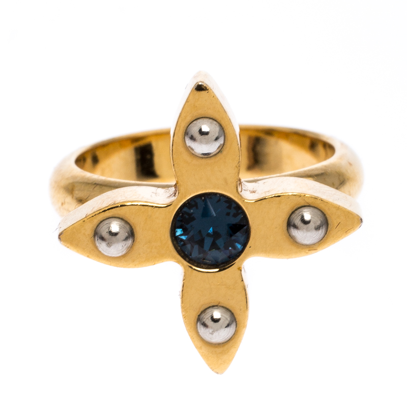 

Louis Vuitton Love Letter Crystal Gold Tone Ring Size