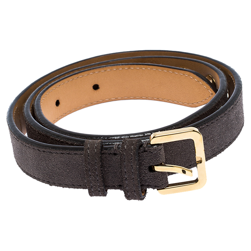 

Louis Vuitton Grey Studded Suede Belt