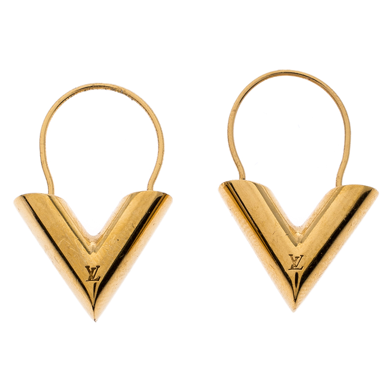 Louis Essential V Gold Tone Hoop Earring Louis Vuitton | TLC