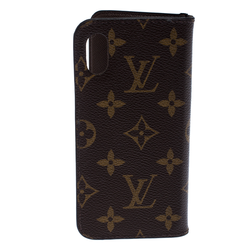 Louis Vuitton Brown Monogram Canvas iPhone x Folio Case Louis Vuitton