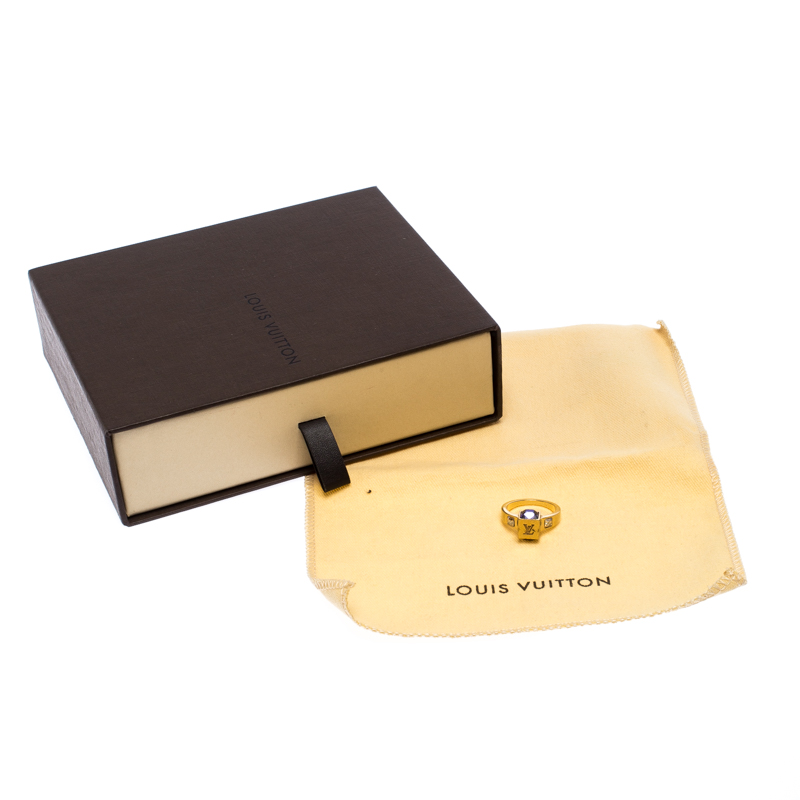 Louis Vuitton Gamble Crystal Gold Tone Ring L 440334 (lpn8439420