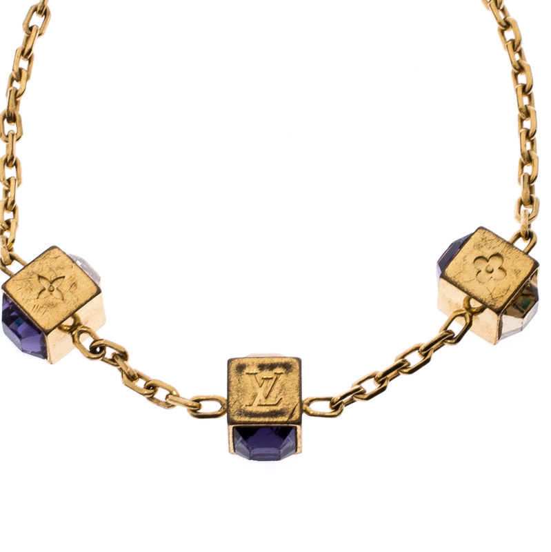

Louis Vuitton Gamble Crystal Gold Tone Station Bracelet