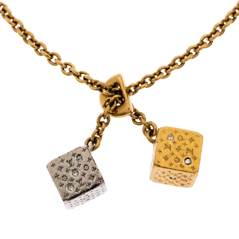 Louis Vuitton Gold Crystal Dice Charm Bracelet