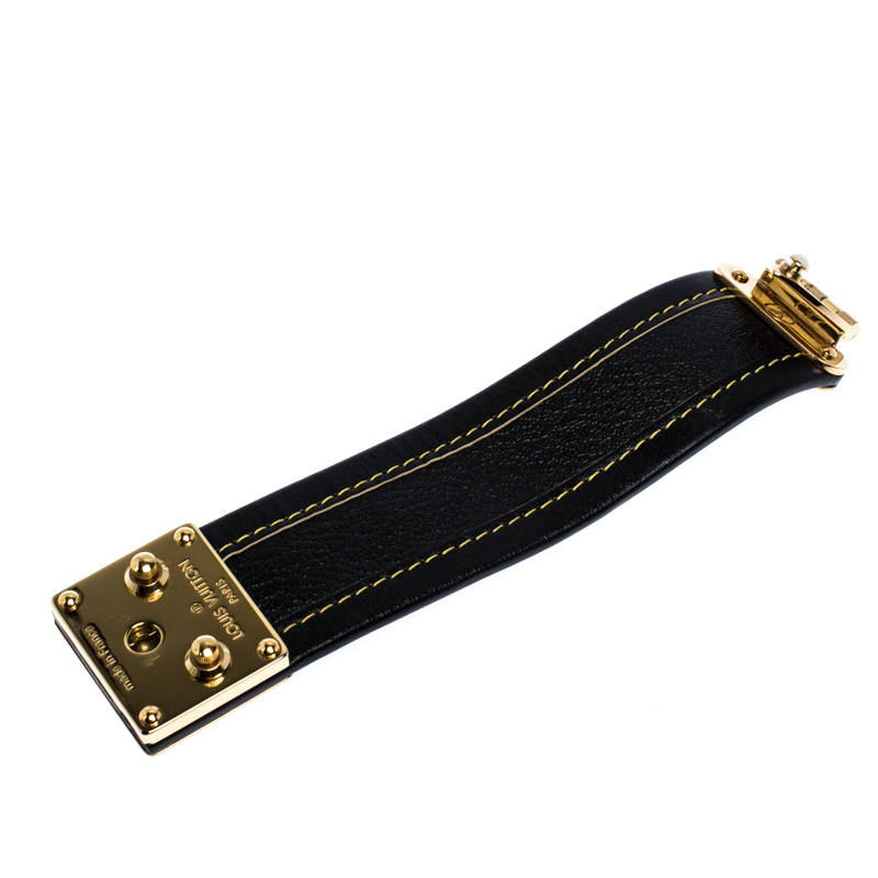Louis Vuitton Brown Leather Gold Tone Koala Wide Cuff Bracelet S Louis  Vuitton | The Luxury Closet