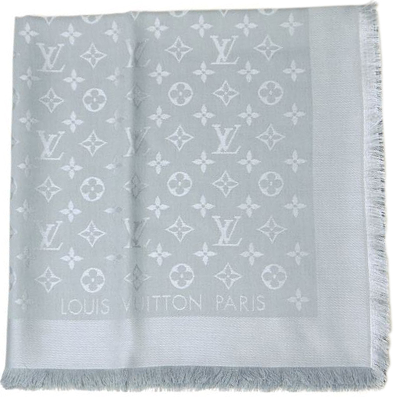 

Louis Vuitton Light Grey Monogram Wool and Silk Shawl
