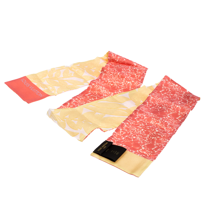 

Louis Vuitton Pink & Yellow Printed Silk Bandeau Scarf