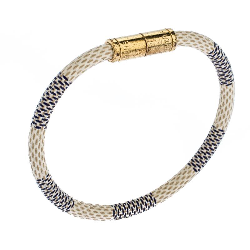 

Louis Vuitton Damier Azur Canvas Gold Tone Keep It Bracelet, Beige