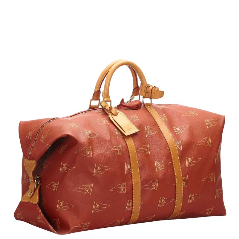 

Louis Vuitton Red Coated Canvas Vintage 1995 LV Cup Duffel Bag, Brown