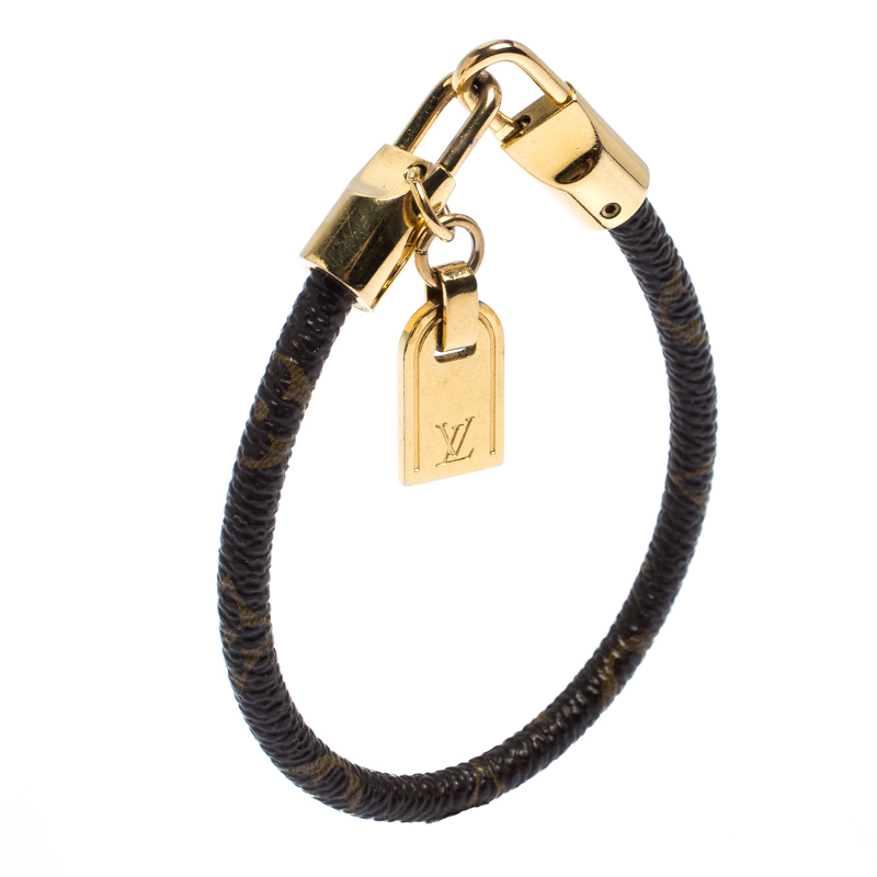 

Louis Vuitton Monogram Luck It Brown Canvas Gold Tone Charm Bracelet