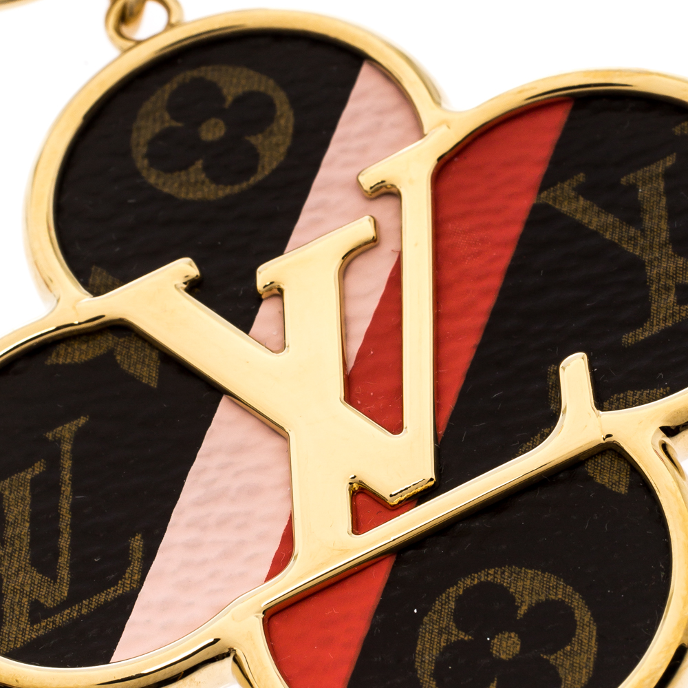

Louis Vuitton Into The Flower Canvas Gold Tone Bag Charm / Key Ring, Multicolor
