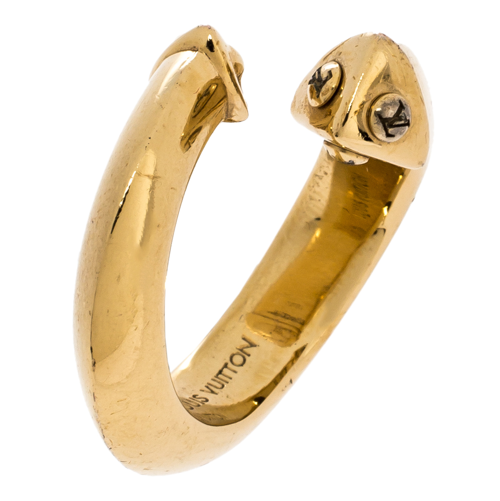 Louis Vuitton Gold Tone Trunk Ring Size M Louis Vuitton | TLC