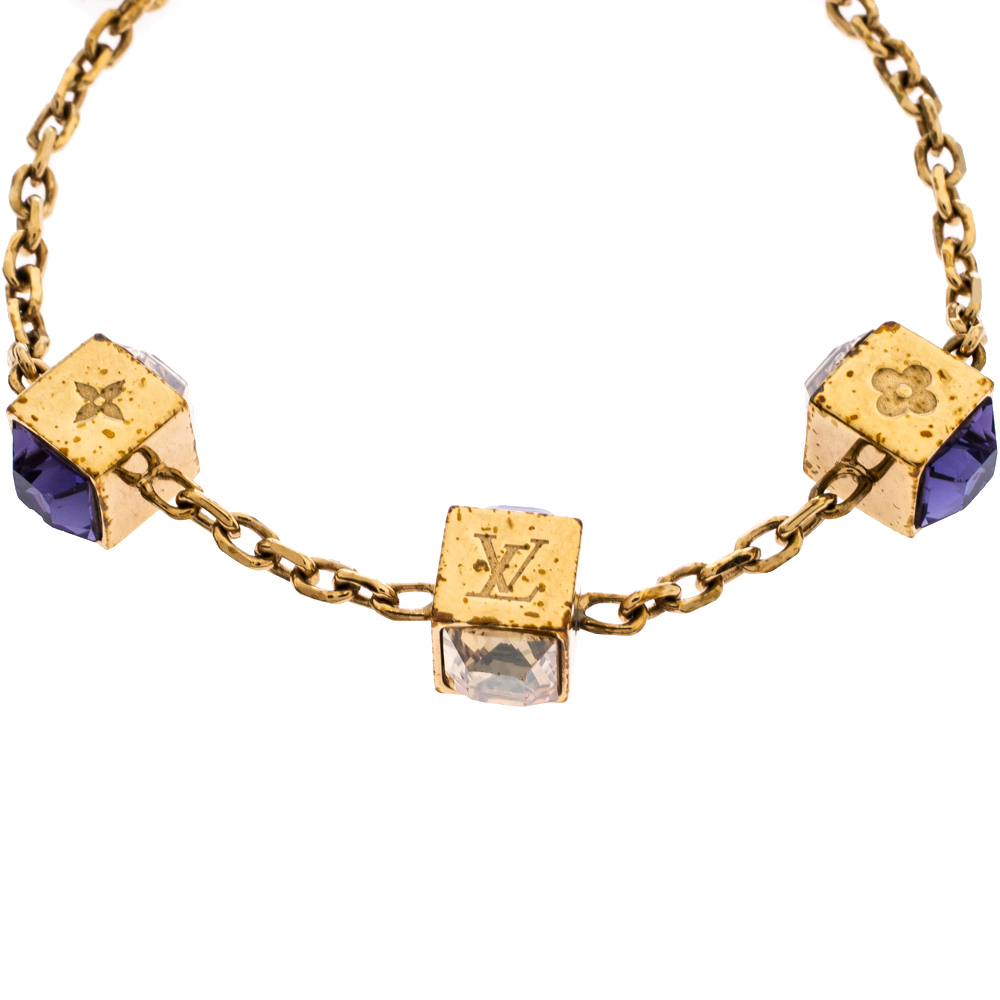 

Louis Vuitton Gamble Crystal Gold Tone Bracelet