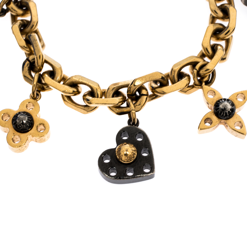 

Louis Vuitton Love Letter Timeless Two Tone Charm Bracelet, Gold