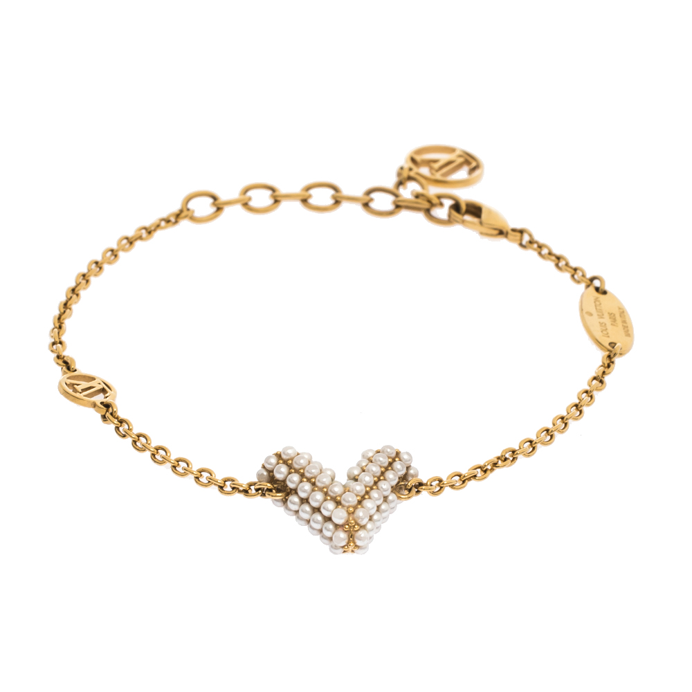 

Louis Vuitton Essential V Faux Pearl Gold Tone Bracelet