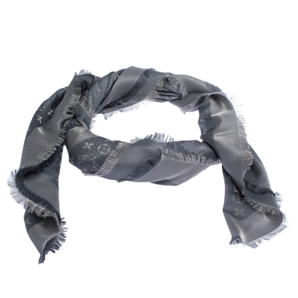 Louis Vuitton Grey Wool & Silk Monogram Shine Shawl Louis Vuitton | The ...