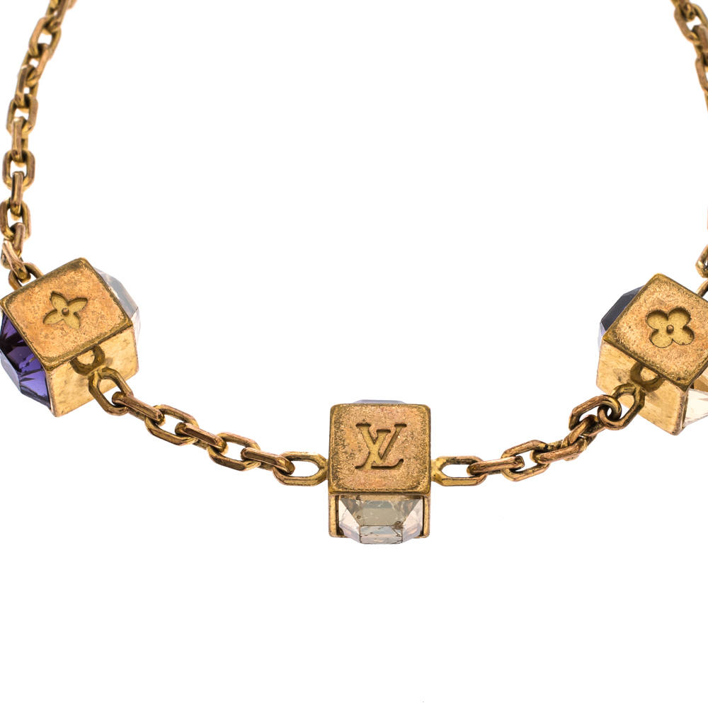 

Louis Vuitton Gamble Crystal Gold Tone Bracelet