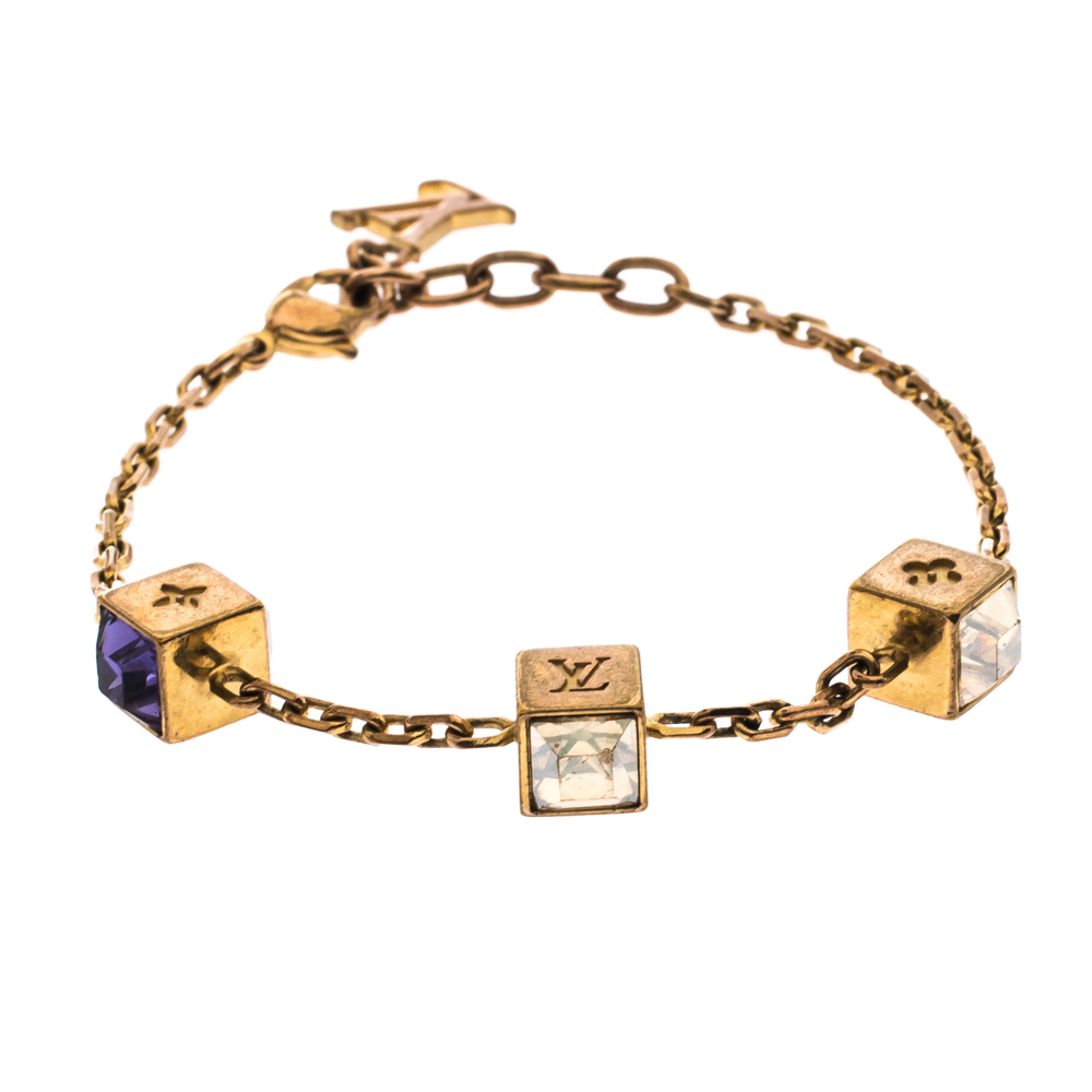 مملوكة مسبقًا Louis Vuitton Gamble Crystal Gold Tone Bracelet