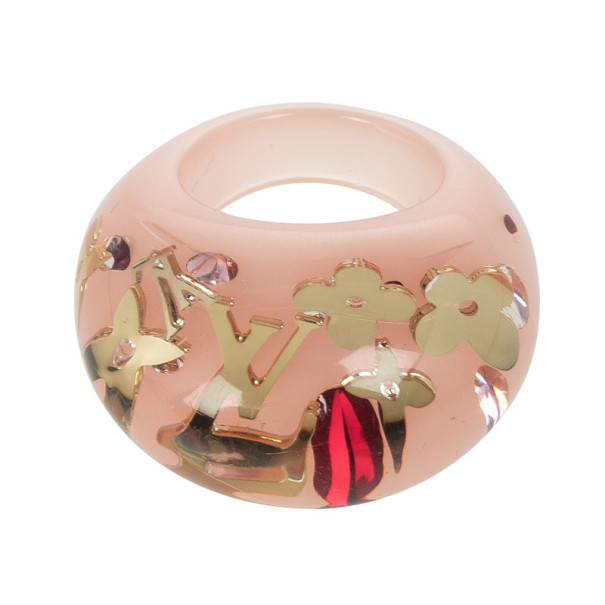Pre Owned Louis Vuitton Pink Inclusion Ring Size 50