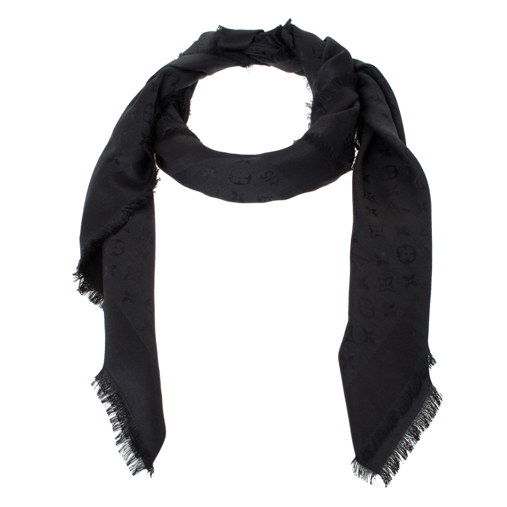 

Louis Vuitton Black Monogram Silk & Wool Shawl