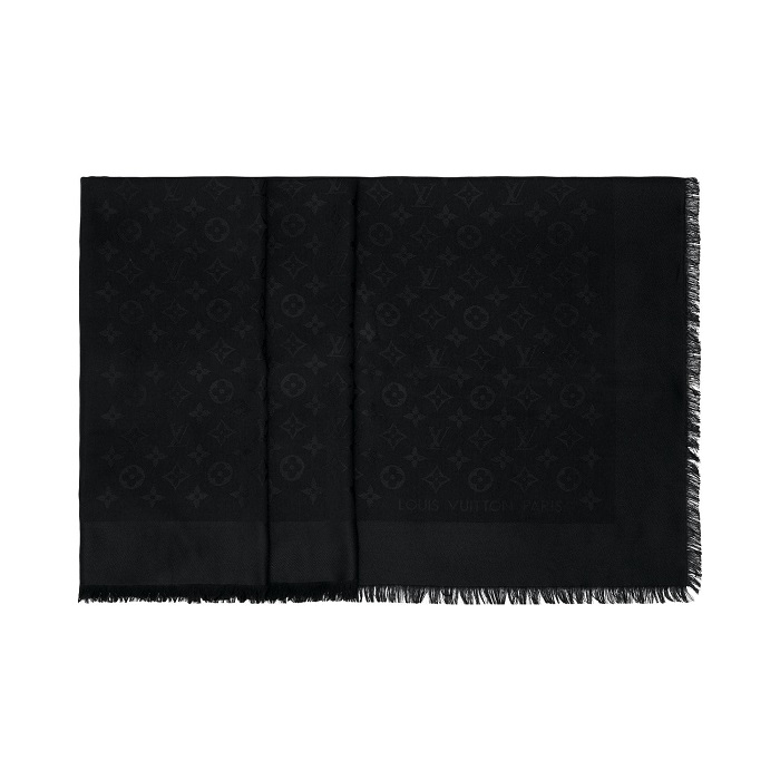 

Louis Vuitton Black Monogram Silk and Wool Shawl