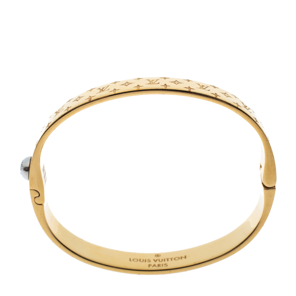 Louis Vuitton bracelet M00250 Cuff nanogram silver bangle Authentic monogram