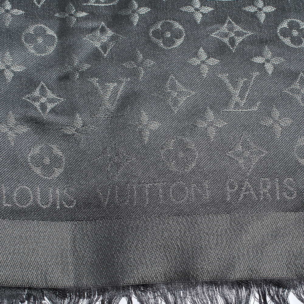 LOUIS VUITTON Silk Wool Monogram Shawl Verone 73042