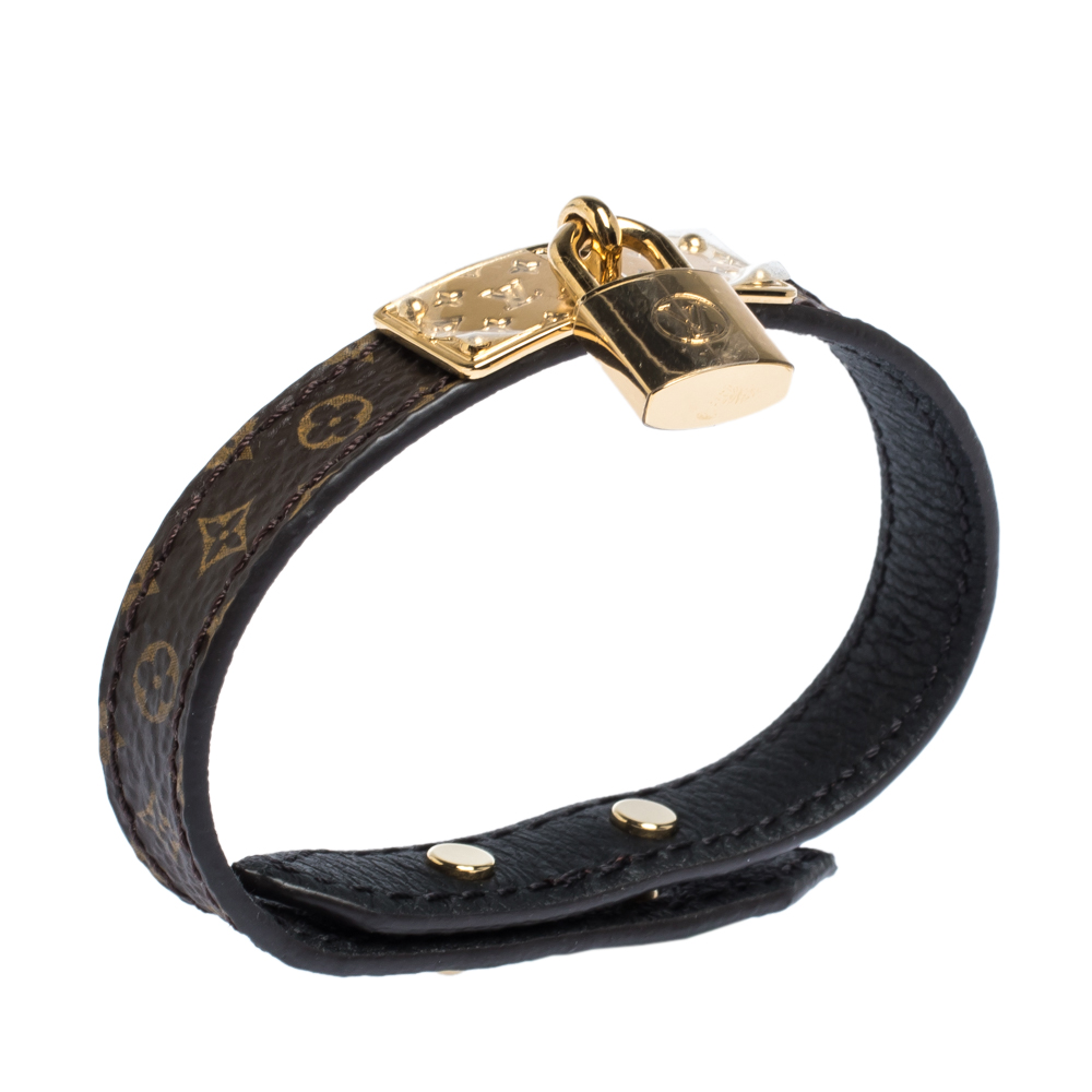 

Louis Vuitton Monogram Leather Padlock Charm Bracelet Size, Brown