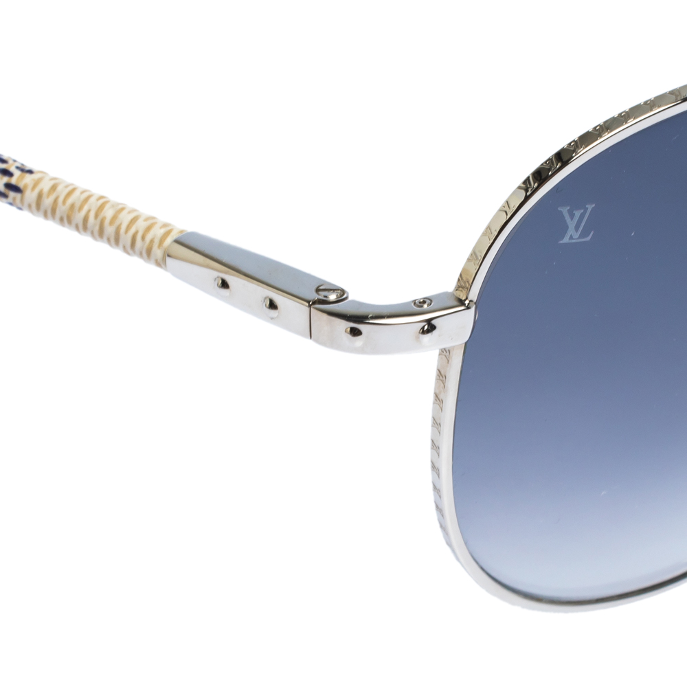 Louis Vuitton Graphite Damier Silvertone Metal Pilote Aviator Sunglasses-Z0659U