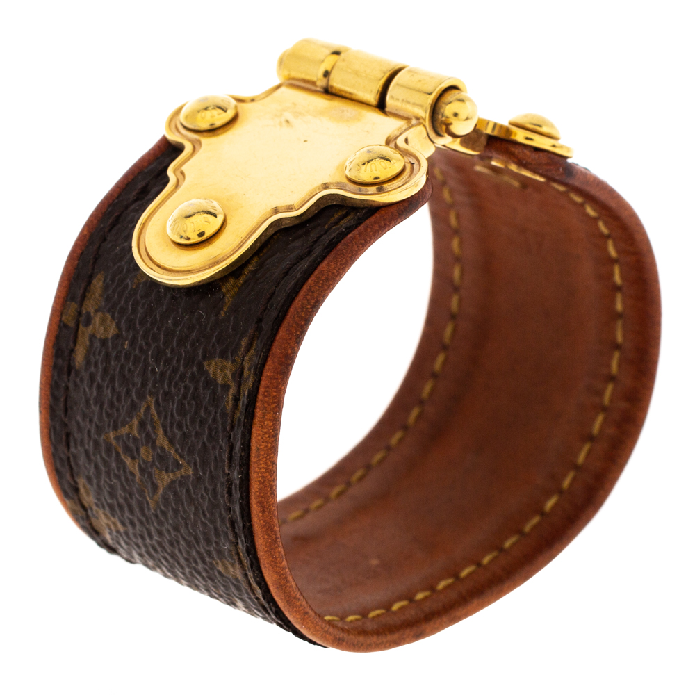 

Louis Vuitton Save It Brown Monogram Canvas Wide Cuff Bracelet