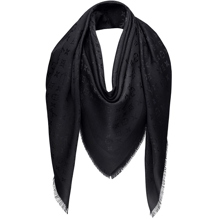 Louis Vuitton Silk LV Monogram Scarf - Black Scarves and Shawls