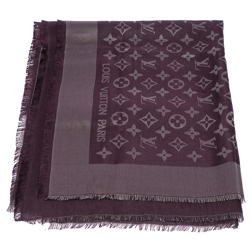 

Louis Vuitton Amarante Wool & Lurex Blend Monogram Shine Shawl, Purple