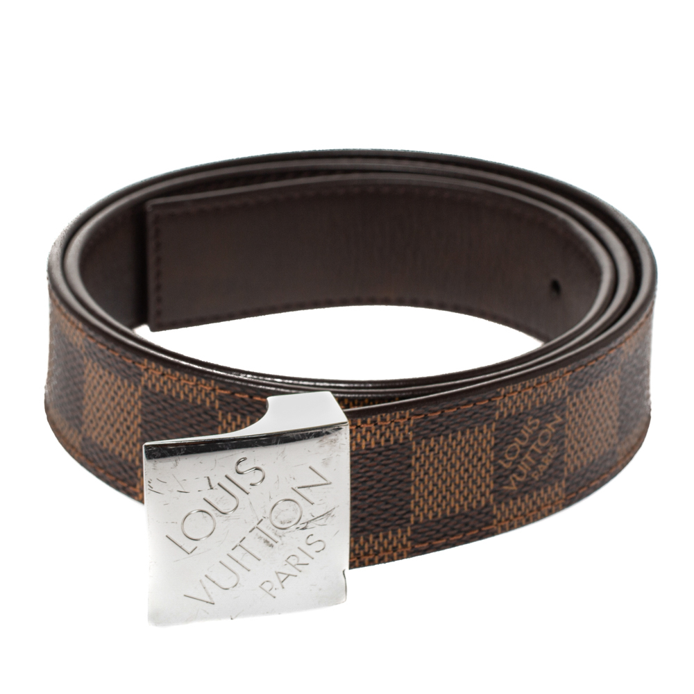 

Louis Vuitton Damier Ebene Canvas Logo Buckle Belt, Brown