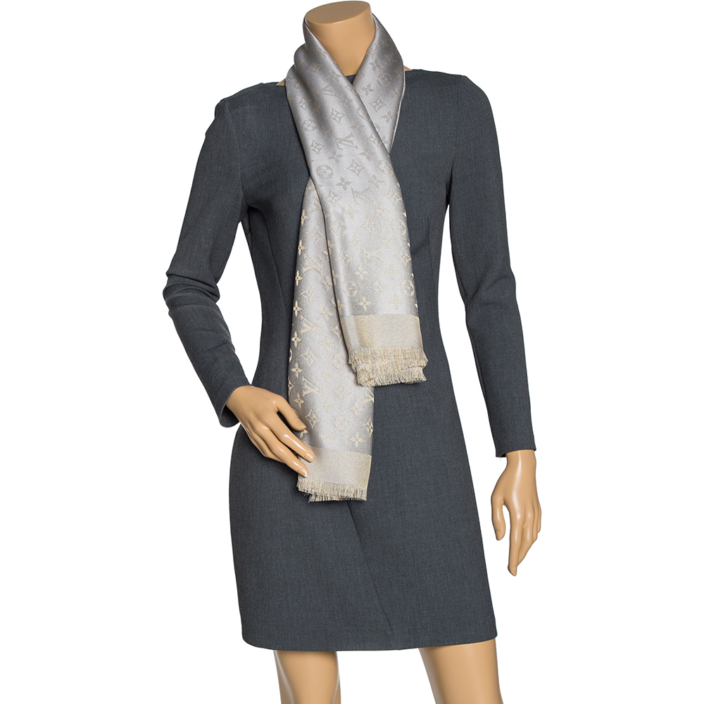 

Louis Vuitton Gold and Grey Monogram Shine Shawl