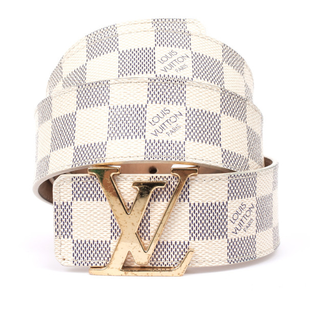 Pre Owned Louis Vuitton Damier Azure Initials Belt 90 CM