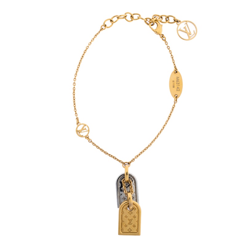 Pre Owned Louis Vuitton Two Tone Nanogram Bracelet