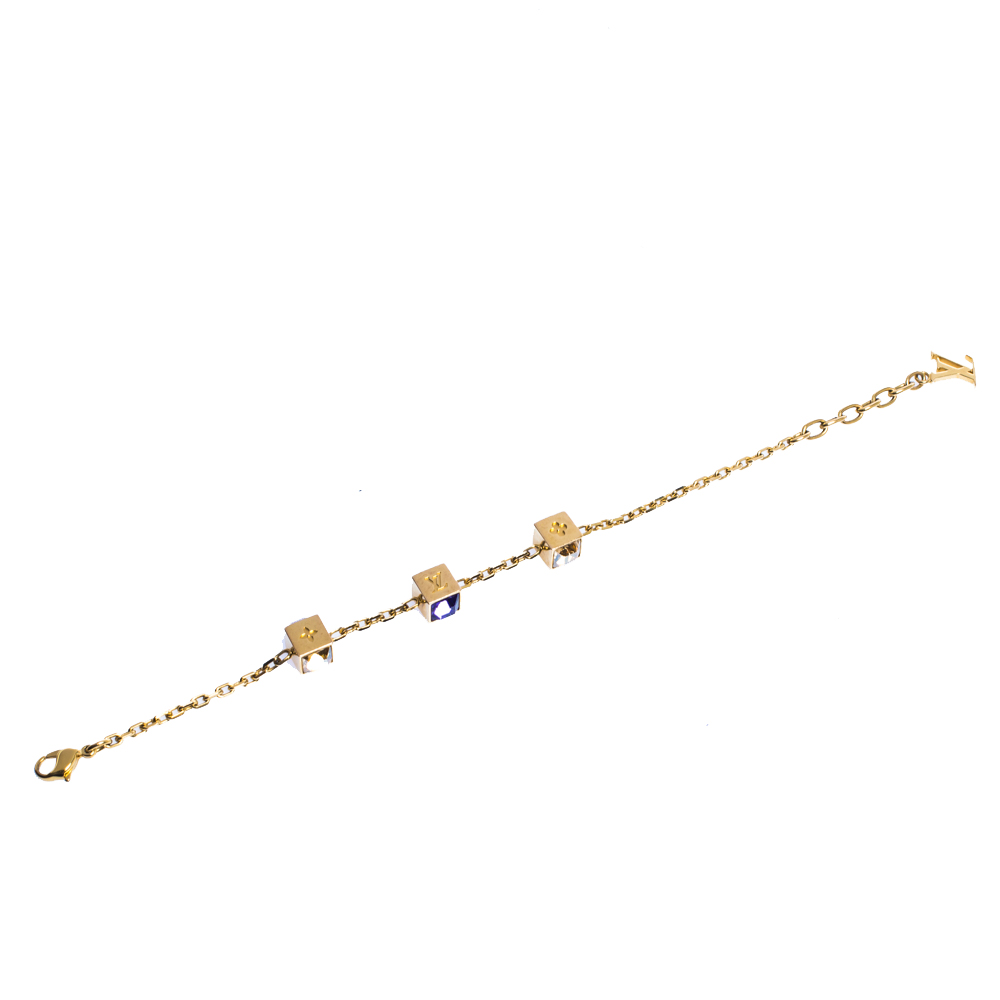 

Louis Vuitton Gamble Crystal Gold Tone Bracelet