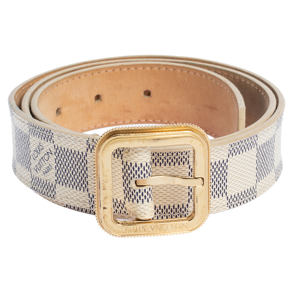 

Louis Vuitton Damier Azur Canvas Tresor Belt Size, Cream