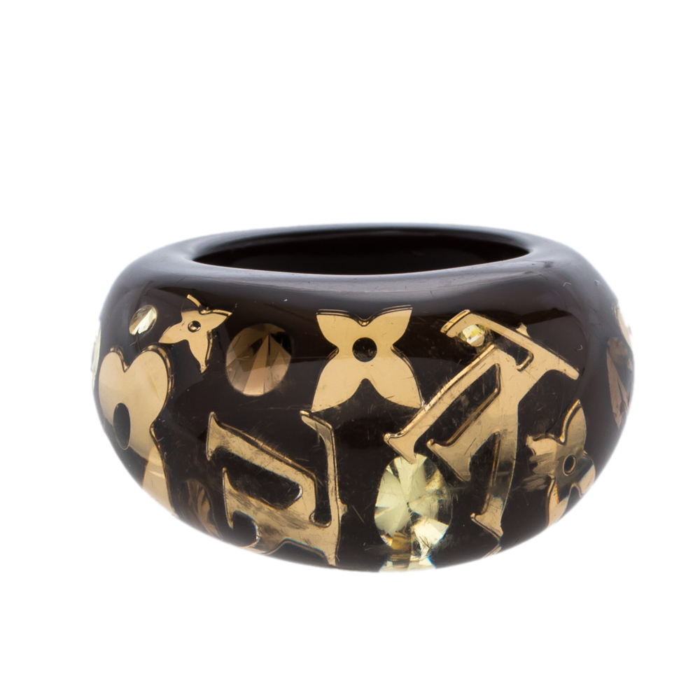 

Louis Vuitton Brown Resin Monogram Inclusion Ring