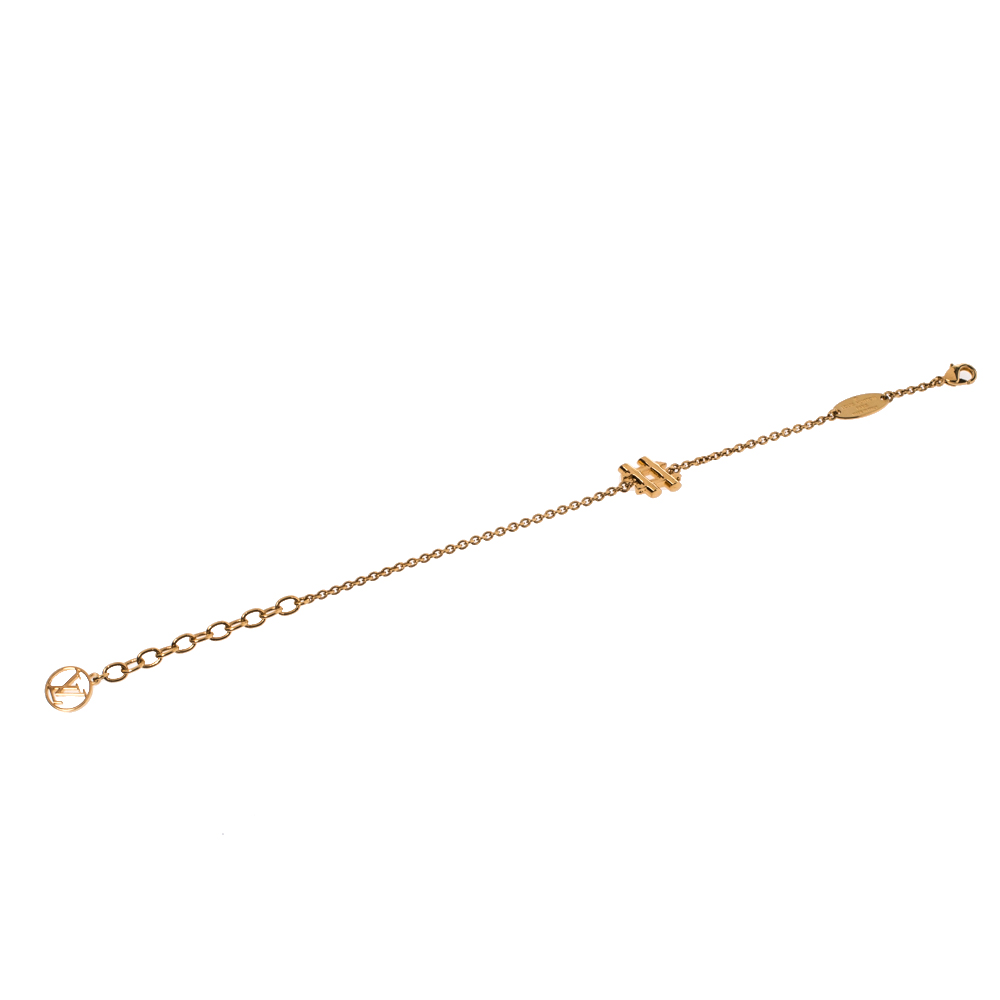 

Louis Vuitton Gold Tone LV & Me Hashtag Bracelet