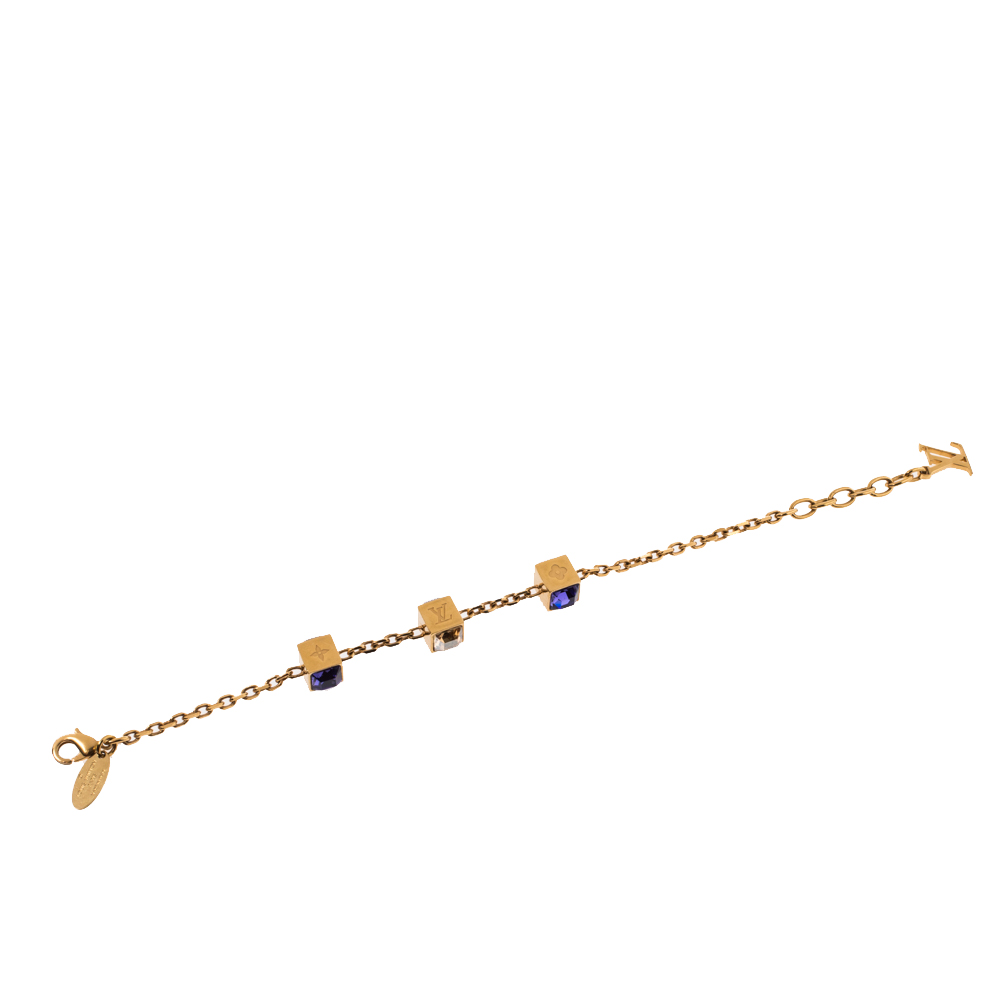 

Louis Vuitton Gamble Crystal Gold Tone Bracelet