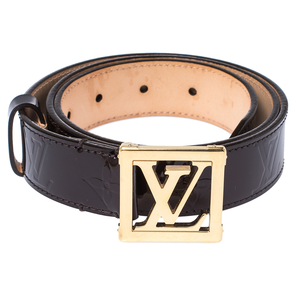 

Louis Vuitton Amarante Monogram Vernis LV Frame Belt, Burgundy