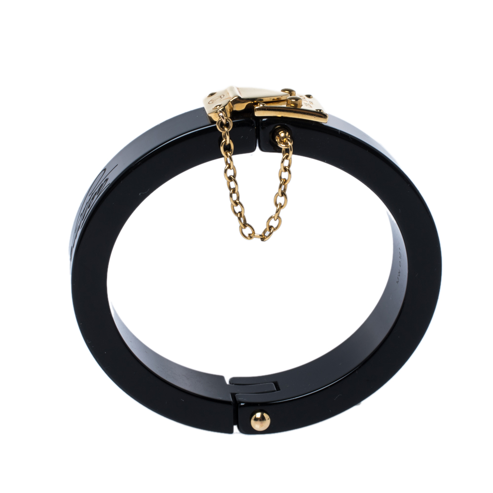 

Louis Vuitton Black Gold Tone Lock Me Bracelet and Ring Set