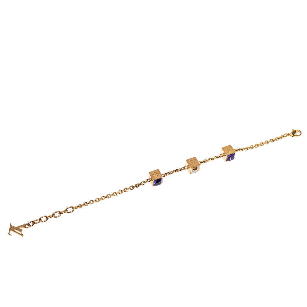 

Louis Vuitton Gamble Crystal Gold Tone Station Bracelet